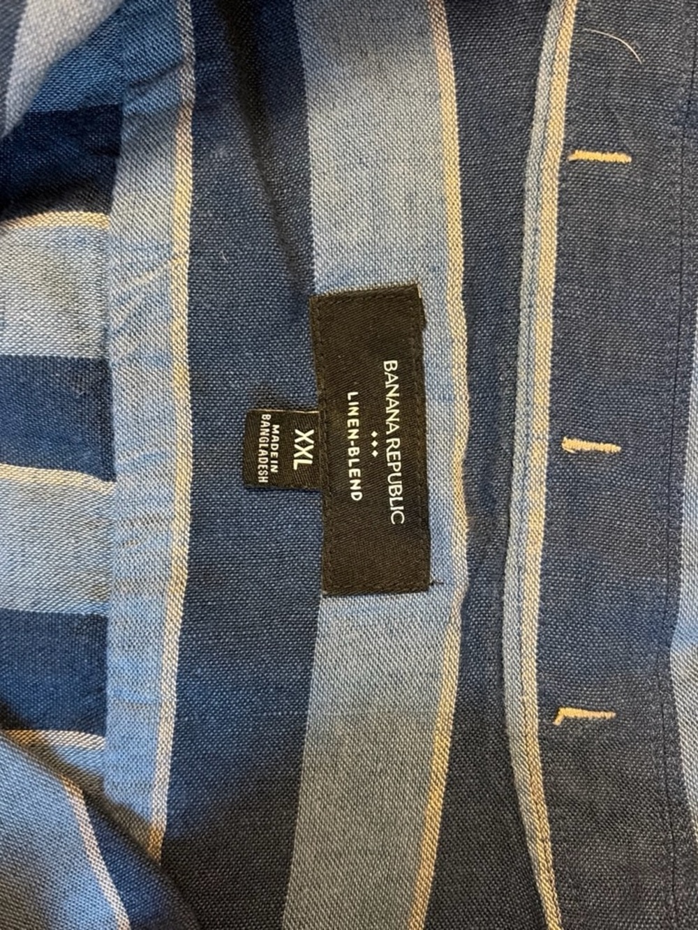 Banana Republic Navy and Light Blue Striped Linen-Blend Jeans